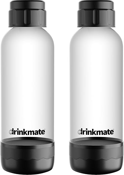 DrinkMate Soda Maker Carbonation Bottles 2 Pack 1L Black