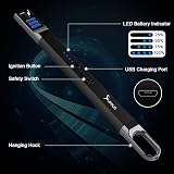 SUPRUS Electric Arc Lighter Windproof USB Rechargeable Flame-free Lighter Black view 3