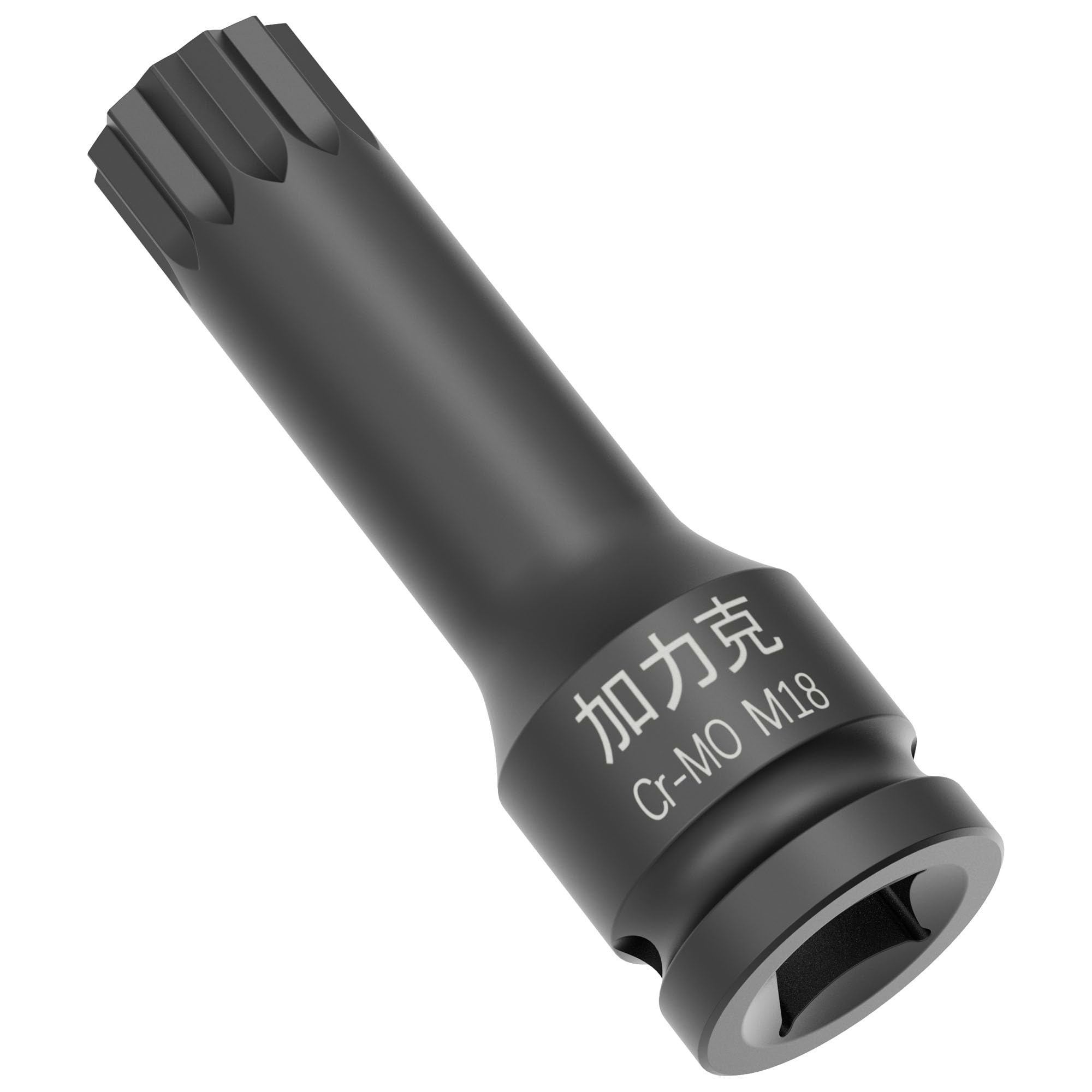 FOCMKEAS 1/2-Inch Drive x M18(18mm） Impact XZN Triple Square Spline Bit Socket, Metric Lengthen Screwdriver Socket Adapter, 3-Inch Length, CR-MO Steel, One-Piece Construction, Black
