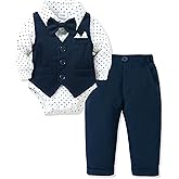 YALLET Baby Boy Clothes Suit 0-24 Months Infant Gentleman Outfits Formal Dress Shirt+Bowtie+Vest+Pants Set Baby Wedding Suits