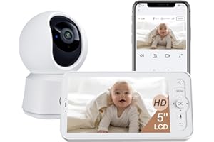 ARENTI WiFi Baby Camera Monitor B2 Kit 2025 Upgraded, 5-inch Wireless Display, Smartphone App, Encrypted Connection, Lullaby, Super Night Vision, Auto Tracking, Temp Sensor, Support Local Storage
