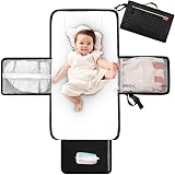 Lekebaby Portable Nappy Changing Mat with Wipe-Pocket Head Cushion Quilting