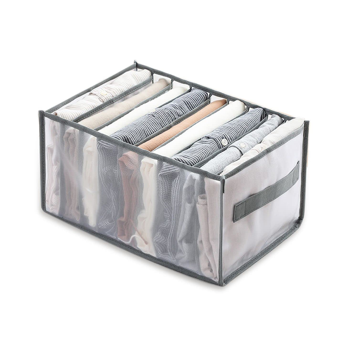 CQQNIU 1 Pack Closet Drawer Organisers, 9 Grids Jeans Storage Box with Compartments, Foldable Drawer Divider for Baby Clothes, Leggings, T-shirt, Jeans