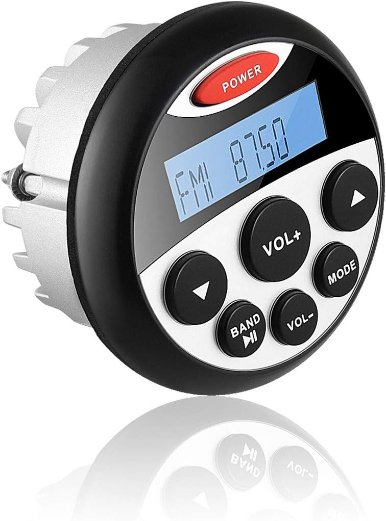 Waterproof Marine Stereo Bluetooth, Crazy Loud Marine Gauge Radio Receiver System with Digital Media MP3/USB/AM/FM/AUX(No CD/DVD)