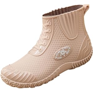 SHOPESSA Womens Rain Boots Waterproof Non-Slip Ankle Rubber Rain Shoes Lightweight Rainboots Chelsea Booties for Garden Outdo