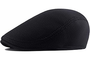 meioro Men's Mesh Flat Cap Summer Breathable Newsboy Hats Beret Ivy Cap Gatsby Irish Cabbie Driving Hat Full Head Wrap