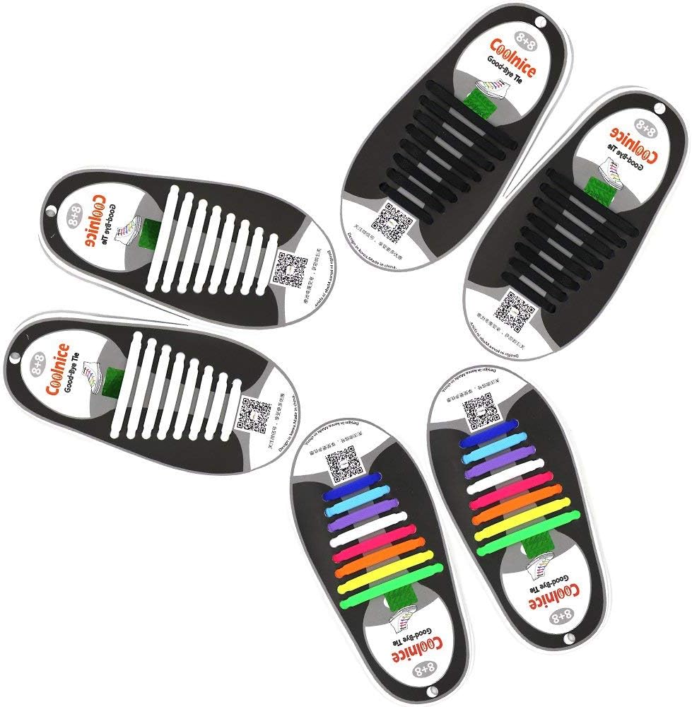 Mocent Elastic shoe laces from, Lazy No Tie Shoelaces for Kids and Adult, Sports Shoelaces for Running and Training, Easy Washing Silicone Shoe Laces With Multiple Colour