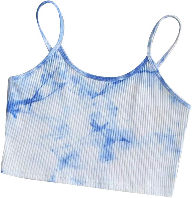 Zerototens Women Girl’S Ribbed Crop Top, Ladies Sexy Off Shoulder Straps Scoop Neck Sleeveless Spaghetti Vest Crop Top Bodycon T-Shirt Wrap Tops
