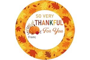 WSICSE 72pcs Happy Thanksgiving Stickers,2 inch Thankful for You Gift Stickers Round Fall Pumpkin Envelope Seals Labels for Autumn Thanksgiving Party Favors