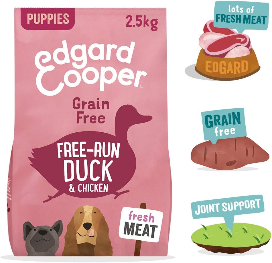 Edgard & Cooper Grain Free Dry Dog Food For Medium Breed Puppy Dogs (2.5kg), Fresh Duck & Chicken