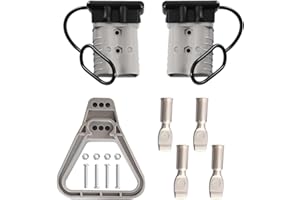 Micrl 2 Pcs 2/0 Gauge 350 Amp Battery Quick Connect/Disconnect with Handle, Jumper Cable Plug Connector Kit for Recovery Winch, Towing Systems(Grey)