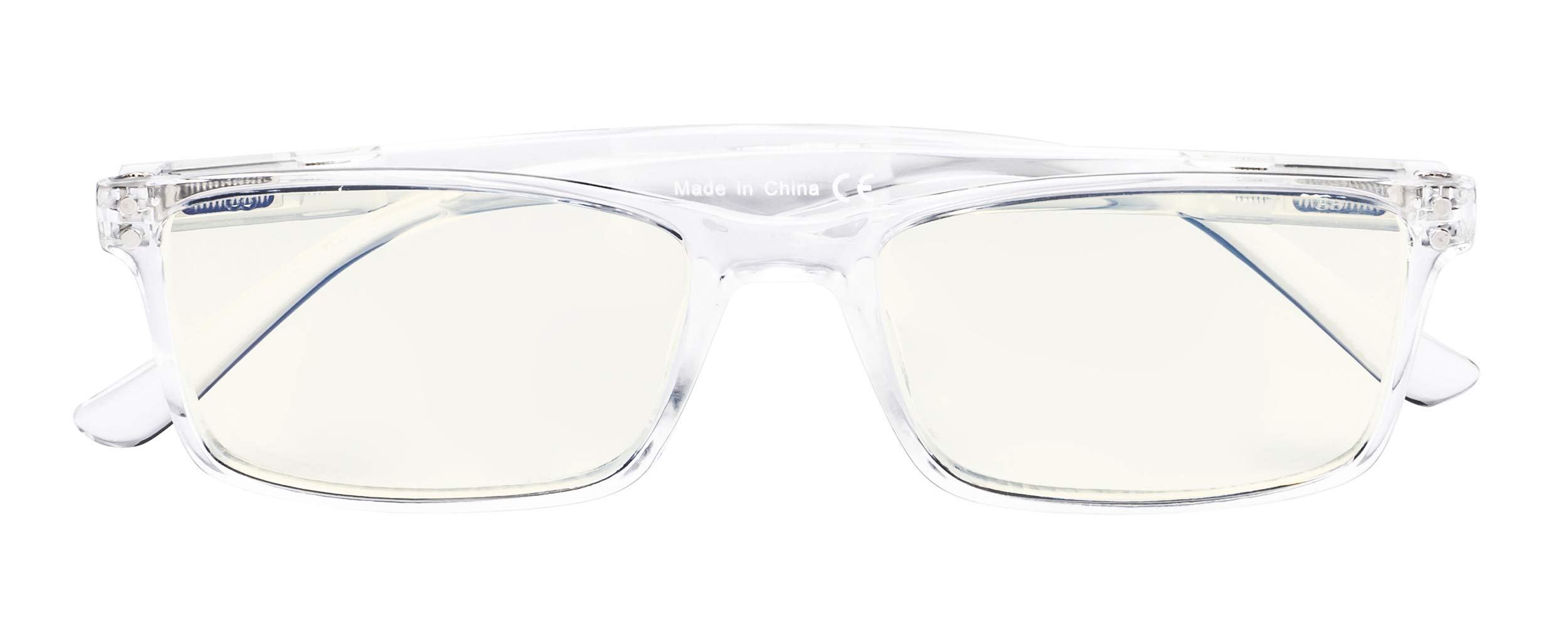 CessBlu Blue Light Filter,Spring Hinges Computer Reading Glasses for Women and Men(Clear,+1.50)