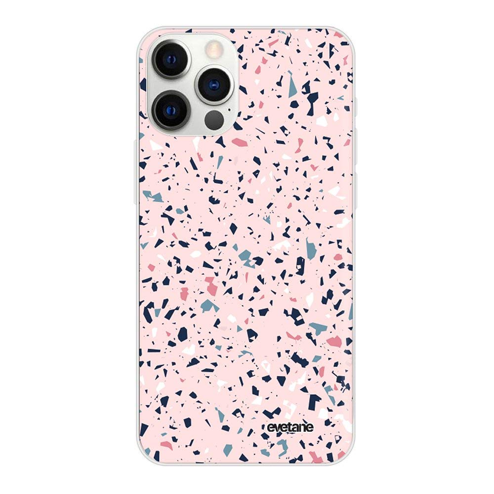 Evetane - Silicone Case Compatible with iPhone 12/12 Pro - Flexible Protection, Ultra Resistant - Slim and Transparent - Back Cover - Terrazzo Pink — image 1