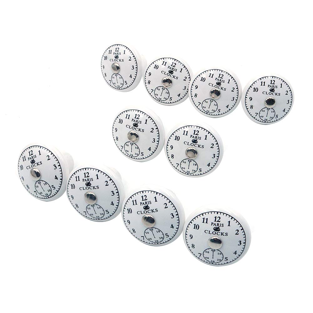 Namvo Set of 10 x The Time Ceramic Door Knobs Vintage Shabby Chic Antique Cupboard Door Handles Paris Clock(1.5 x 1.3 in)