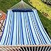 Lazy Daze Hammocks 12 FT Quilted Fabric Double Hammock with Spreader Bars and Detachable Pillow, 450lbs Weight Capacity, Mixed Blue Stripes