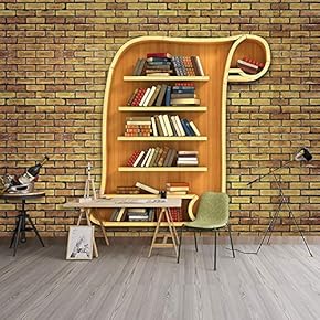 Wall Murals for Bedroom Modern Bookshelf Pattern Removable Wallpaper Peel and Stick Wall Stickers - 66x96 inches