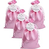 GUIFIER 30 Pack 6x9 Inch Satin Gift Bags Pink Drawstring Bag with Tags, Baby Shower Bags, Silk Jewelry Pouches, Wedding, Graduation Favor Bags, Small Candy Bags, Reusable Fabric Gift Bags