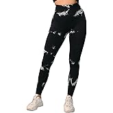CATHSNNA Womens Workout Leggings Tummy Control high Waisted Stretchy Yoga Leggings Tie Dye Pants