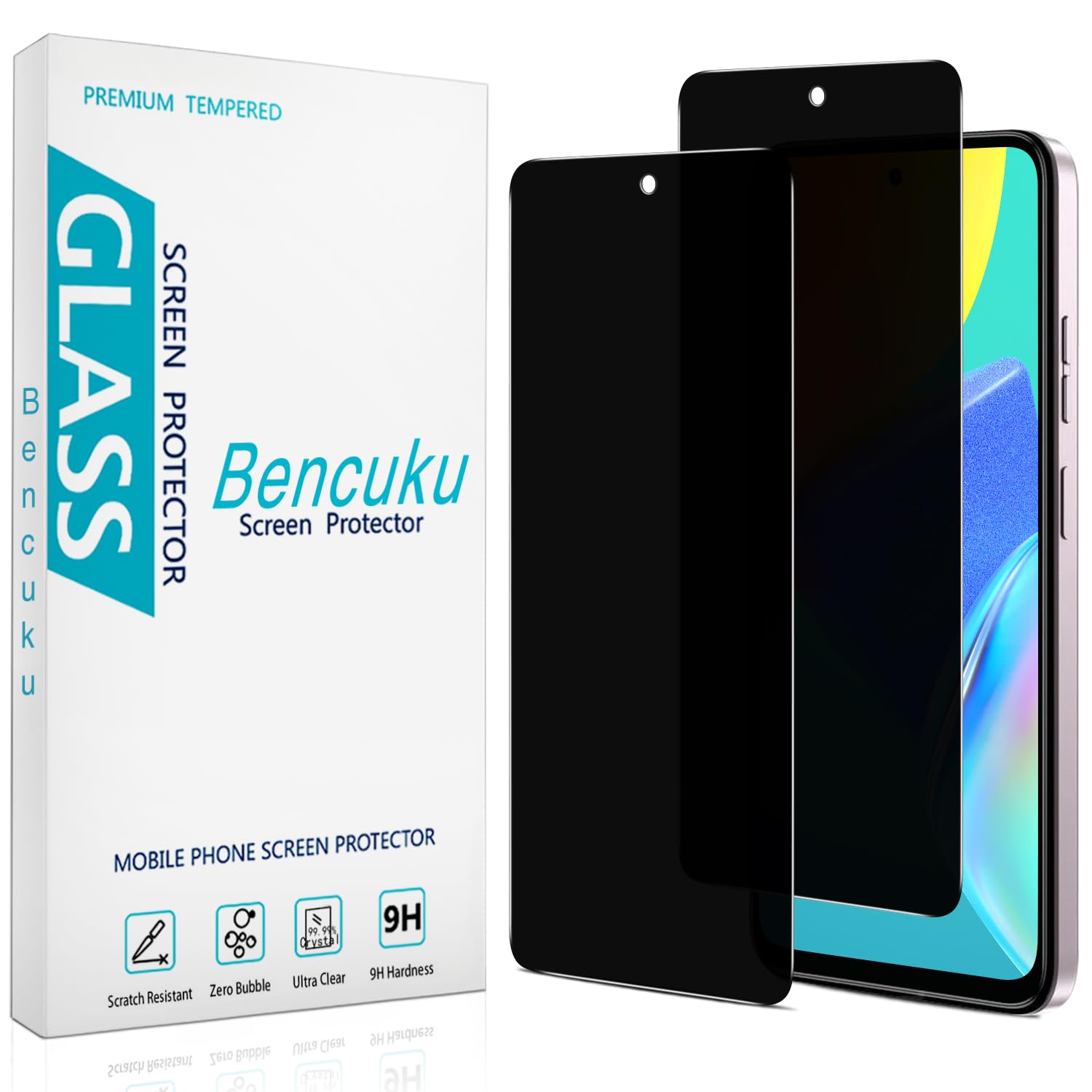 Photo 1 of Bencuku (2 Pack) Privacy Screen Protector for Motorola Moto G Stylus 5G 2024 Anti Spy Tempered Glass, Anti Scratch, Bubble Free