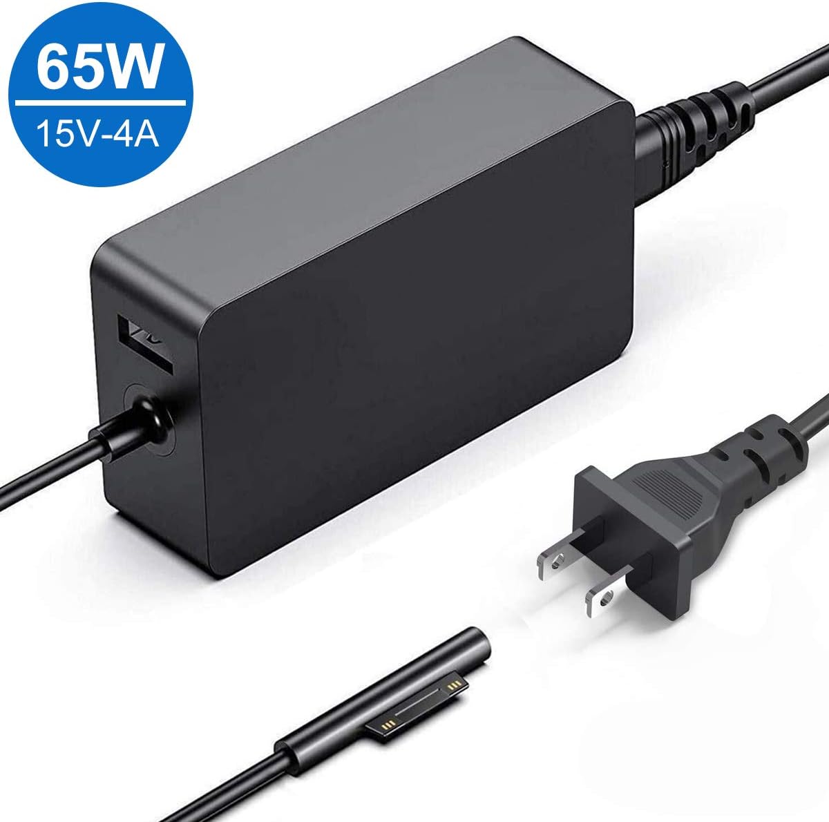 Surface Pro Charger,15V 4A 65W Surface Charger for Microsoft Surface Pro 3/Pro 4/Pro 5/Pro 6, Surface Laptop/Tablet, Surface Go, Surface Book 1/2, Works with 65W&44W&36W&24W