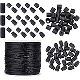 PH PandaHall Breakaway Clasps with Lanyard String, 30pcs 20x11mm Black Safety Clasp Bead Barrel Connector Clasp with 2mm x 10.9 Yard Cord for DIY Necklace Bracelet Necklace Clasp Jewelry