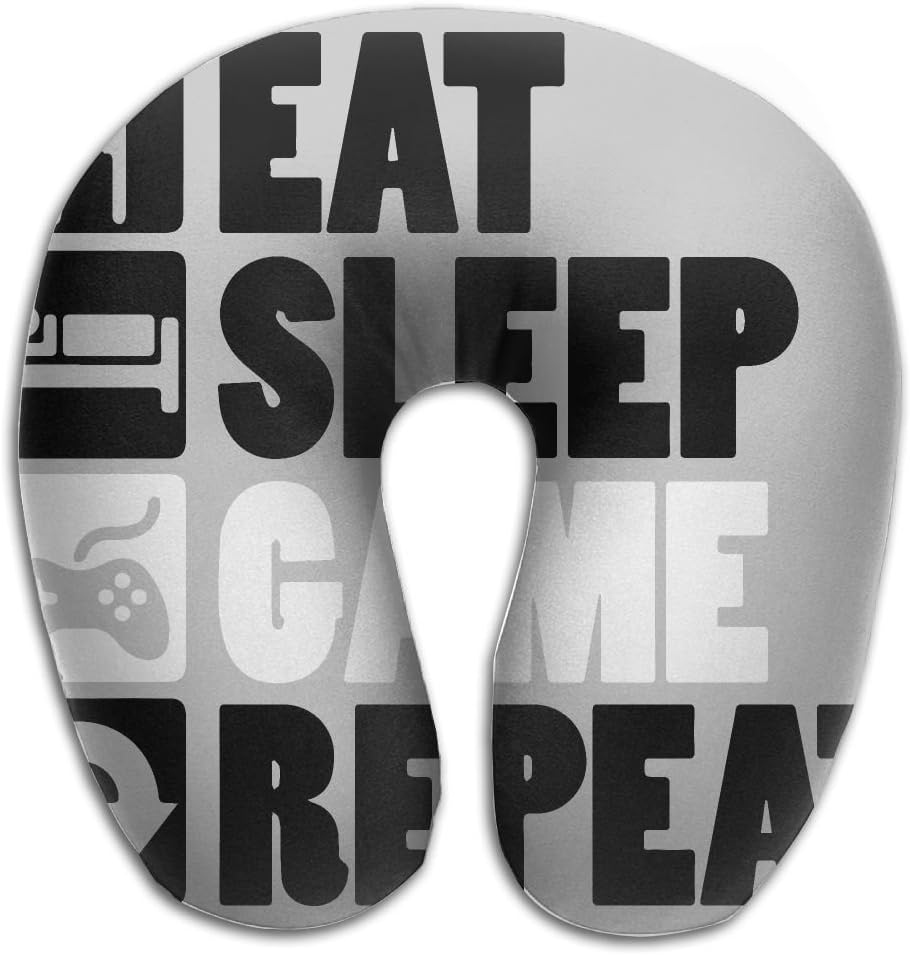 SEKODOVE U Shape Travel Neck Pillow Soft Neck Pillow For Travel Eat Sleep Game Repeat U Neck Pillow For Sleeping Christmas Best Gift