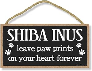 Honey Dew Gifts Shiba Inus Leave Paw Prints, Wooden Pet Memorial Home Decor, Decorative Dog Bereavement Wall Sign, 5 Inches by 10 Inches