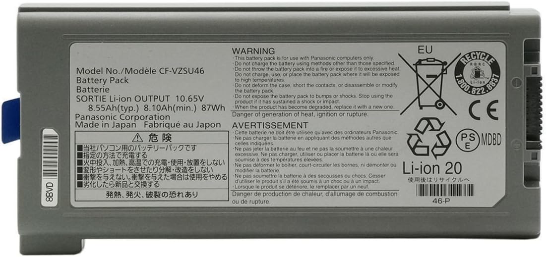 HSX New Replacment 10.65V 8.55AH Battery Pack CF-VZSU46 For Panasonic Toughbook Cf-30 Cf-31 Cf-53 Cf-vzsu46au Cf-vzsu46s Cf-vzsu71u Cf-vzsu72u Cf-vzsu1430u