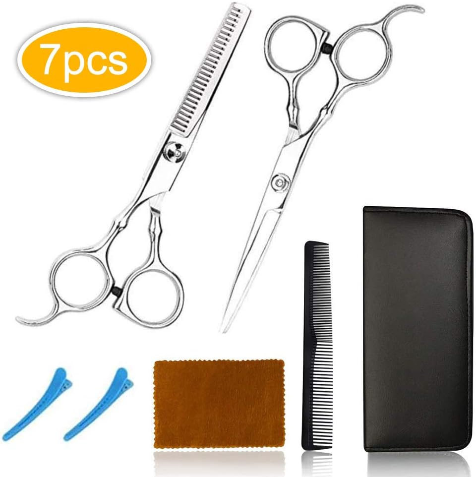 Lambony Professional Hair Cutting Scissors Set, Stainless Steel Hair Cutting Shears Kit, Hair Comb, Hair Cutting Scissors for Home Shear Kit, Salon, Barber(6 PCS)