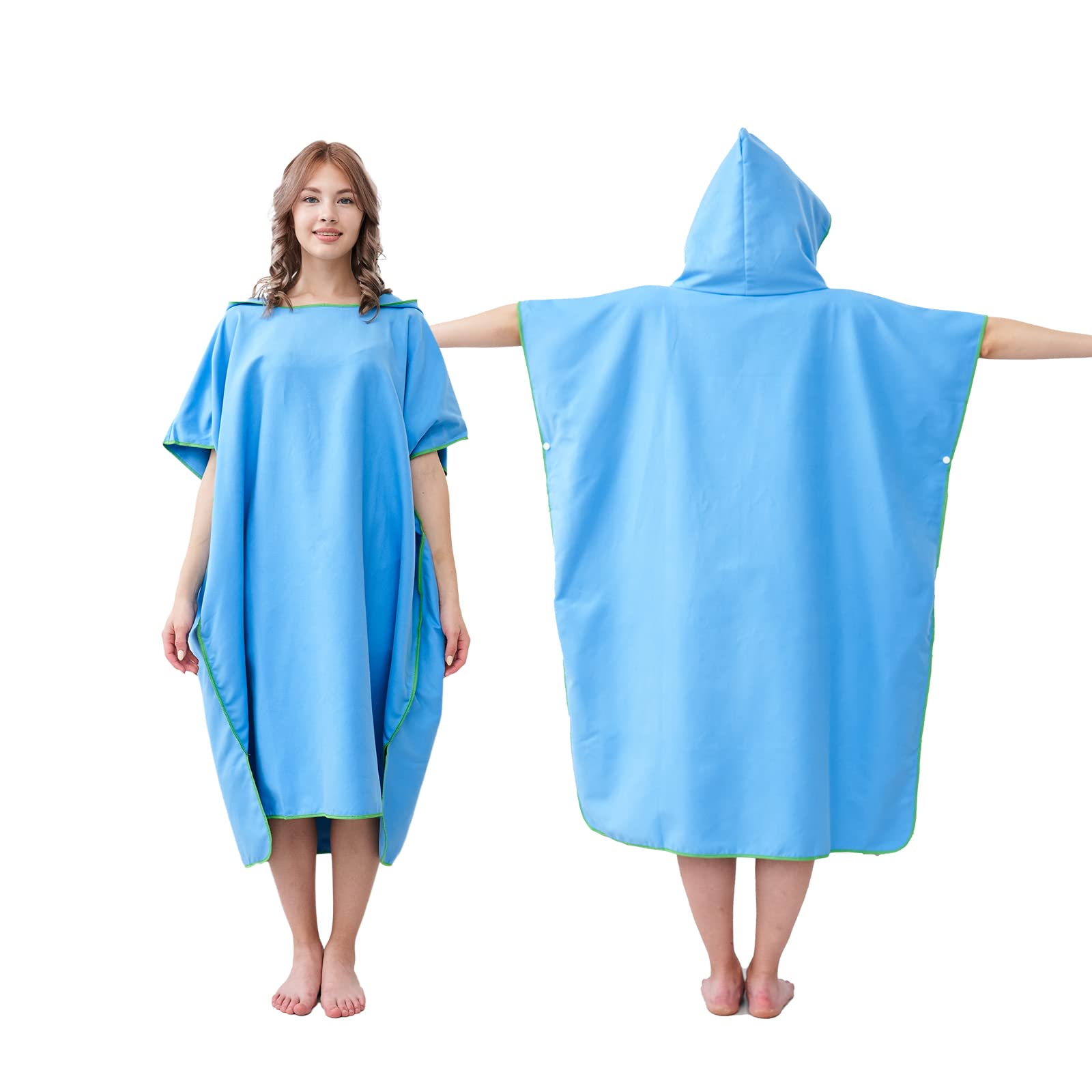 jooeer Changing Robe Surf Poncho Towel for Adults Microfibre Hooded Beach Towel Dress for Women Men Pool Swimming Camping Travelling Bathing, Quick Dry, Lightweight, Blue