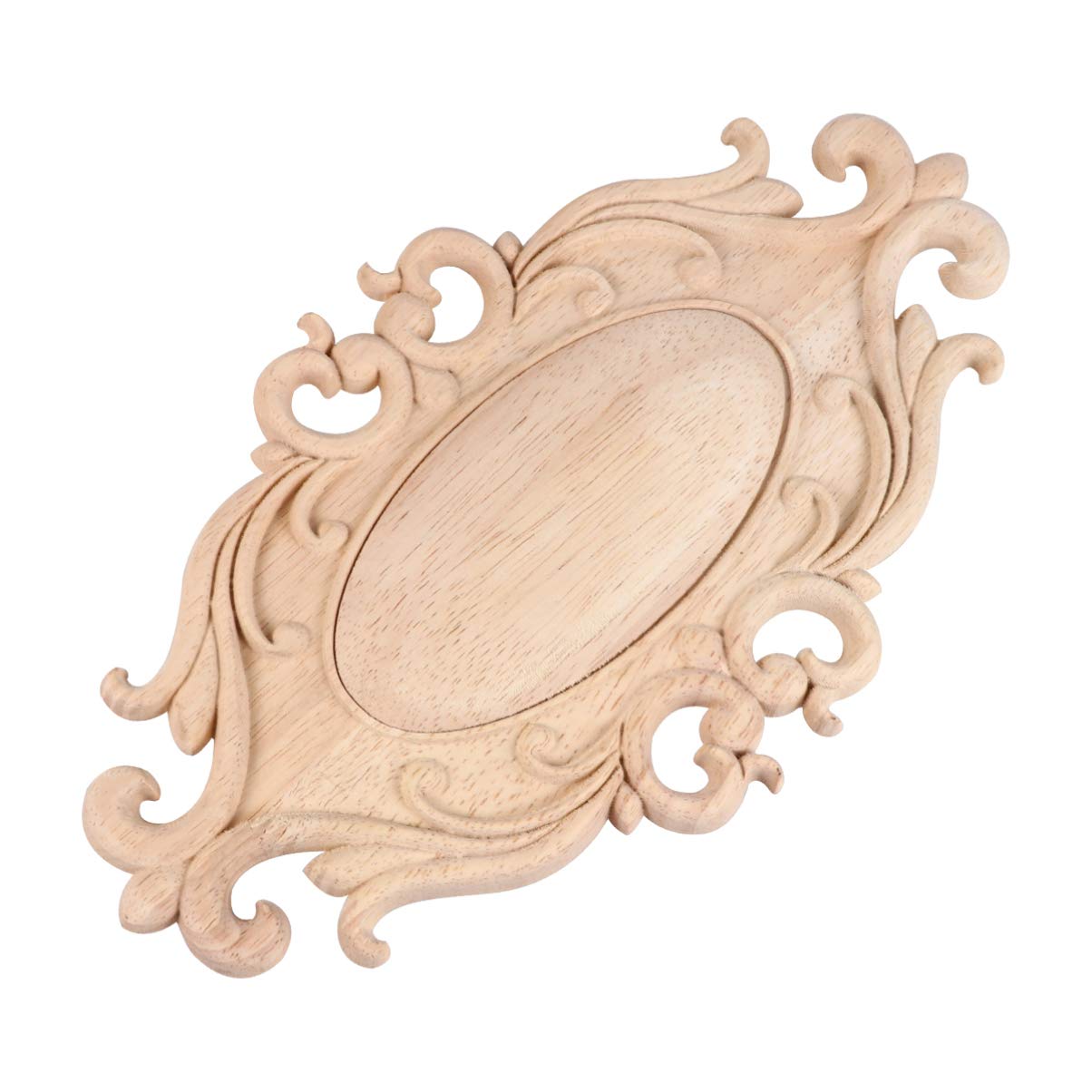 LIOOBO Wood Carved Onlay Applique Unpainted Rose Flower Applique for DIY Craft Door Home Furniture Decoration 26x15cm