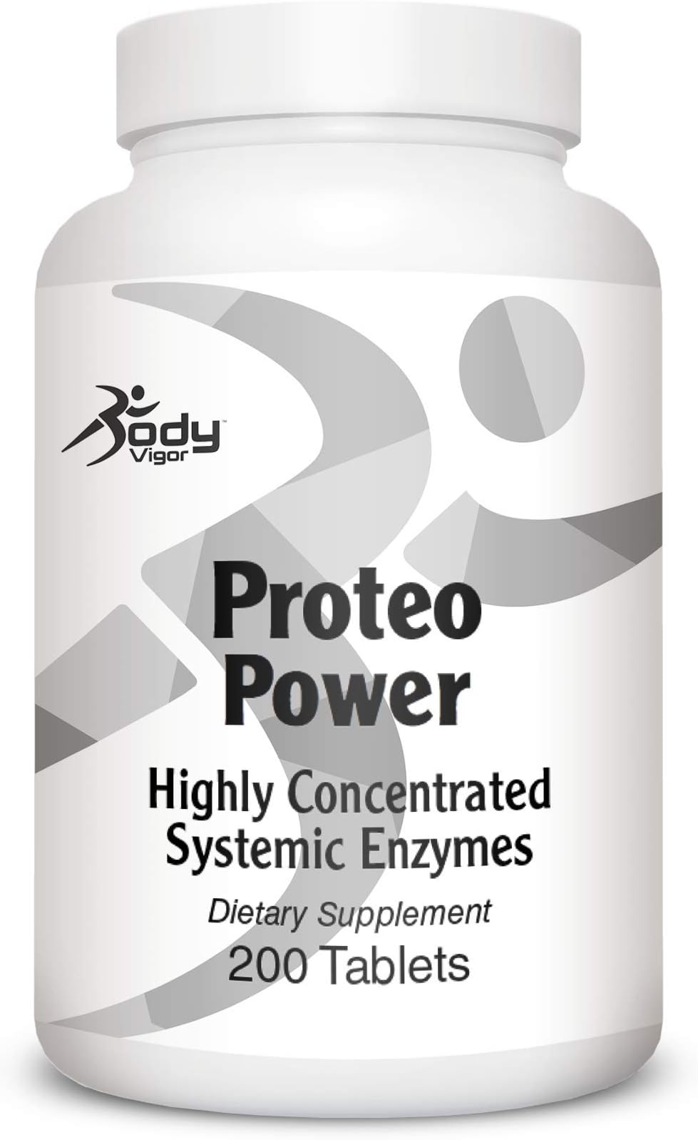 Body Vigor Proteo Power, Pancreatin 8X, Papain, Bromelain, Systemic Enzyme Complex, Enteric Coated, 200 Tablets