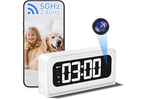 ZKCAI 2K Smart Clock Camera White, 5G&2.4G WiFi Nanny Cam Wireless Indoor Camera, Cameras for Home Security, AI Human Detection and Alarm, 2 Way Talk, 360°PTZ, Color Night Vision, Compatible with Alexa