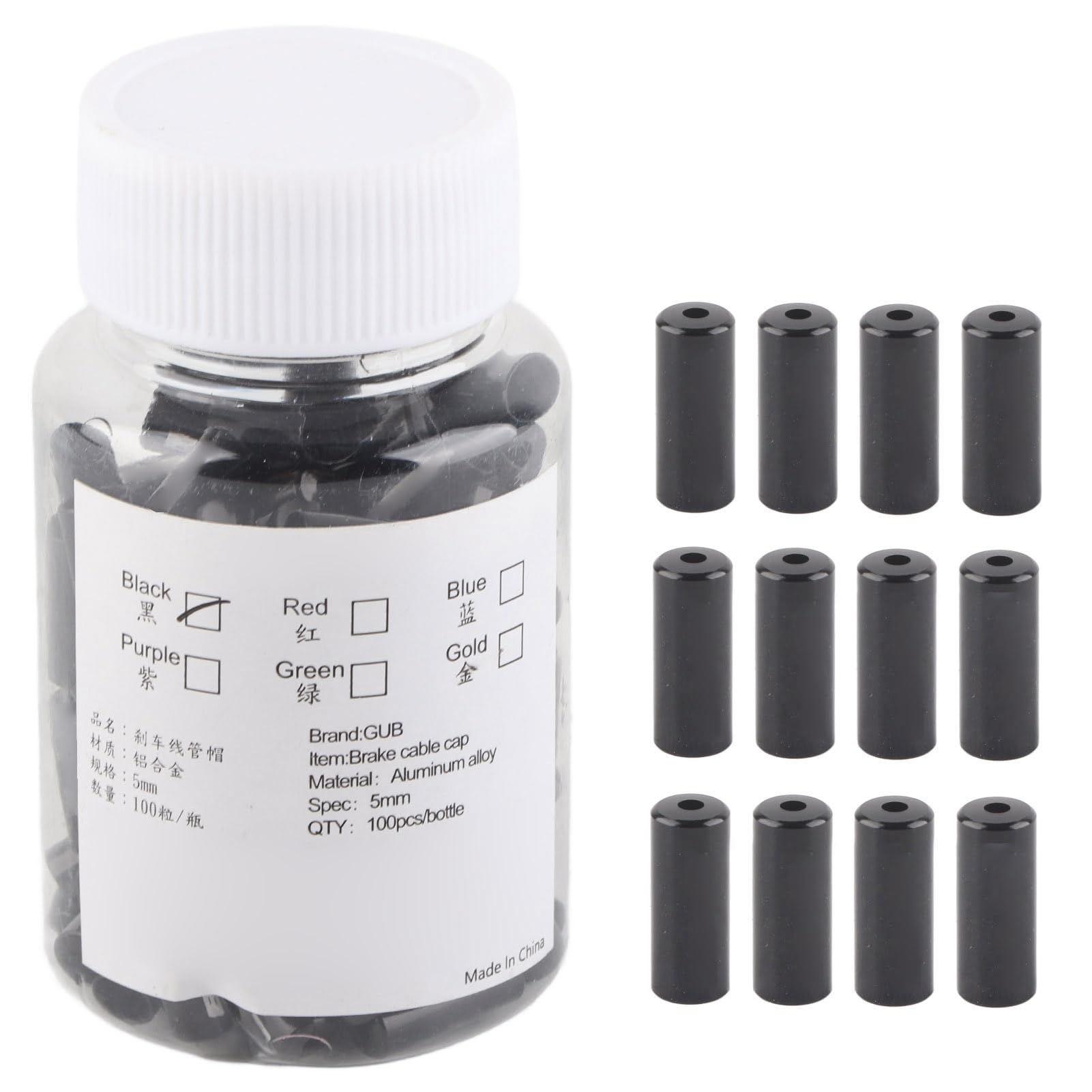 POENVFPO Bike Brake Cable Cap, 100Pcs Aluminum Alloy Shifter Brake Cable End Caps Cycling Accessory