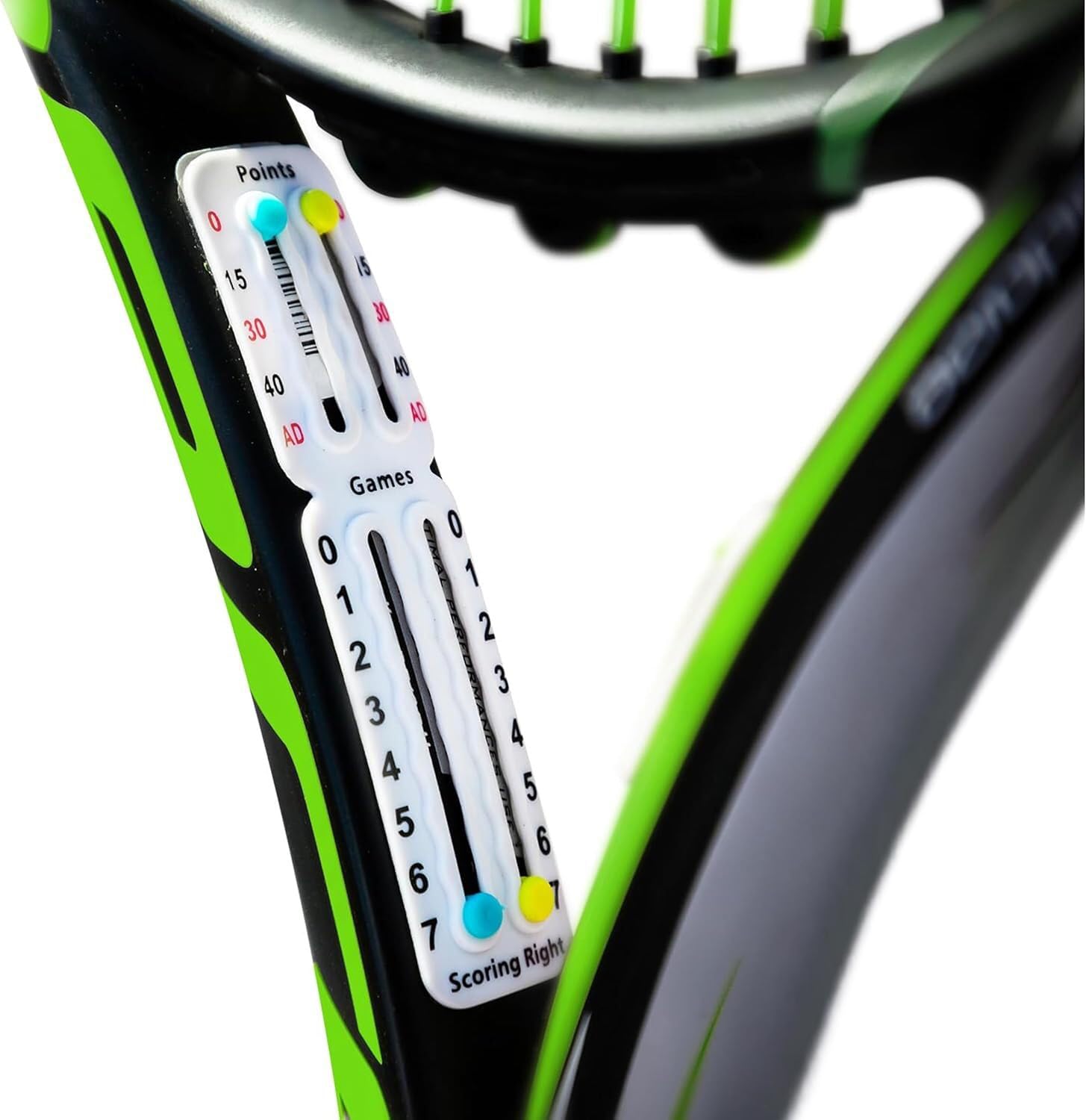 Scoring Right Portable Tennis Racquet and Paddle Scorekeeper – Easily Mounted Score Board to Keep Score of Points, Games, and Sets - ITF Conforming and Lightweight - Weighs 1.9g - Black