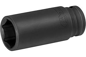 Jetech 1/2-Inch Drive 24mm Deep Impact Socket with 6-Point Design, Heat-Treated Chrome Molybdenum Alloy Steel, Metric