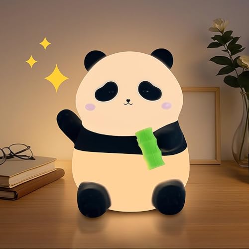 NICE POINT Night Light for Kids, Cute Nursery Panda Light, Squishy Animals Silicone Lamp Up for Boys and Girls,Kawaii LED Nightlight for Toddler Bedroom and Kid Room Decor.
