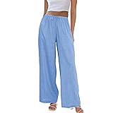 Duyang Womens Cotton Linen Palazzo Pants Drawstring