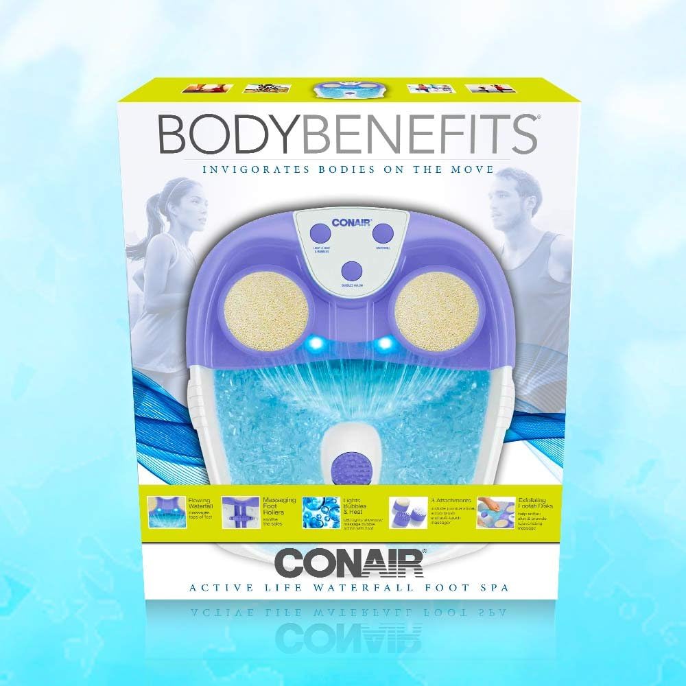 Conair Waterfall Pedicure Foot Spa with Lights, Bubbles, Massage Rollers : Beauty