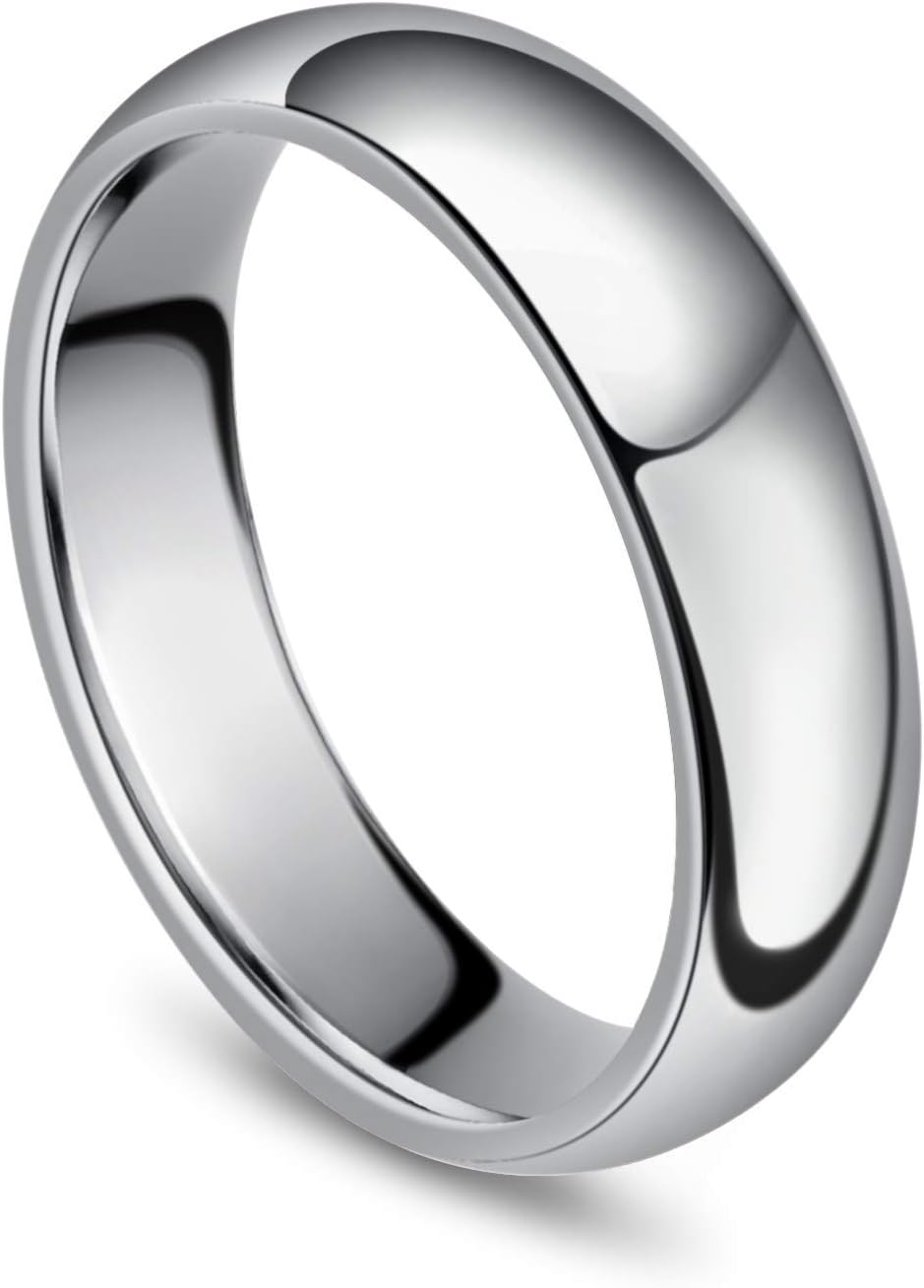 6mm Tungsten Men's Plain Dome Polished Wedding Band Ring