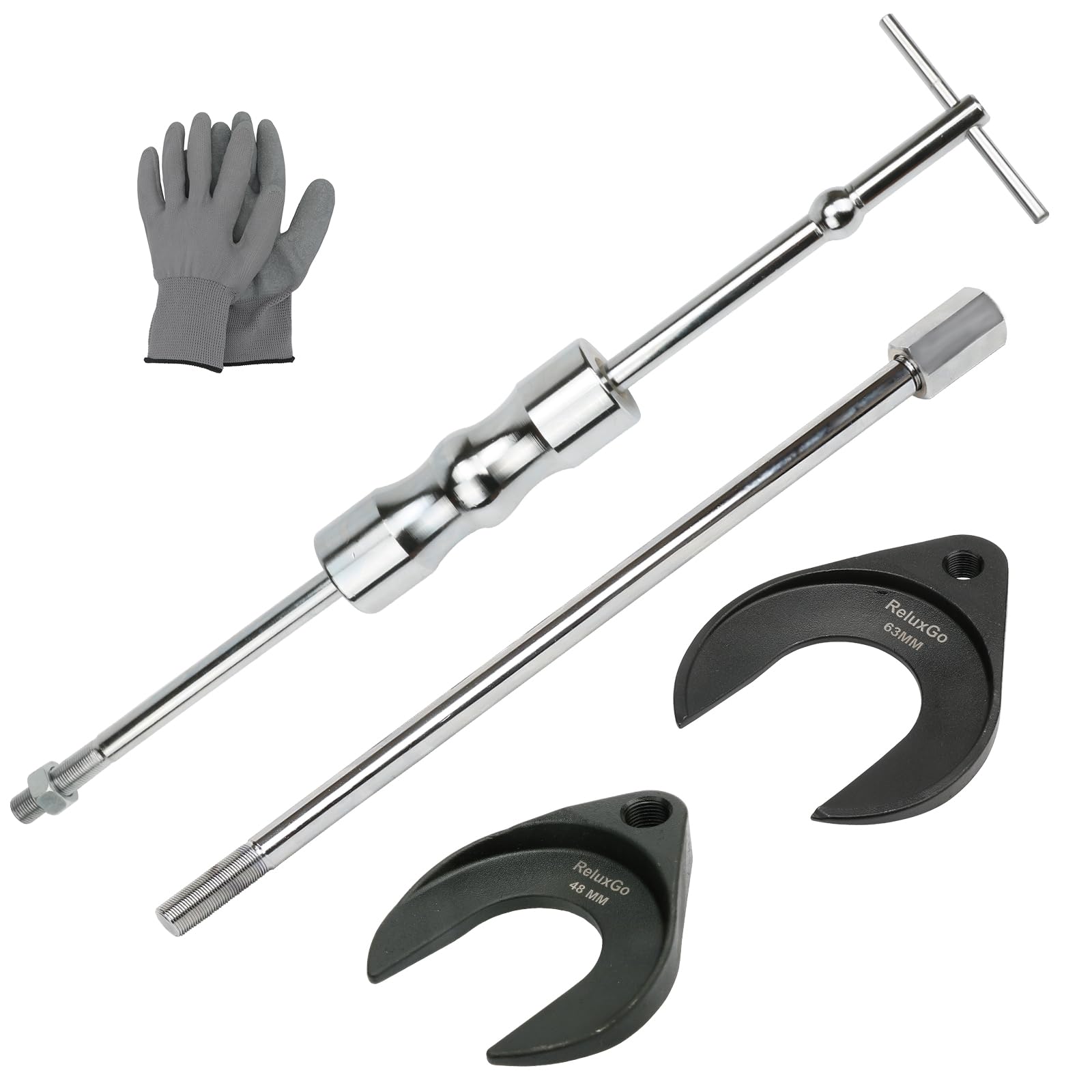 Photo 1 of ReluxGo Inner CV Axle Puller Removal Tool with 5/8"-18 Slide Hammer and Extension Upgraded Pole, Slide Hammer Attachments Bearing Puller Set with 63mm 48mm CV Joint Fork Adapter