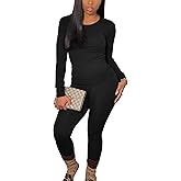 BORIFLORS Women's 2 Piece Track Suits Outfits Workout Long Sleeve Top Jogger Legging Pants Sets