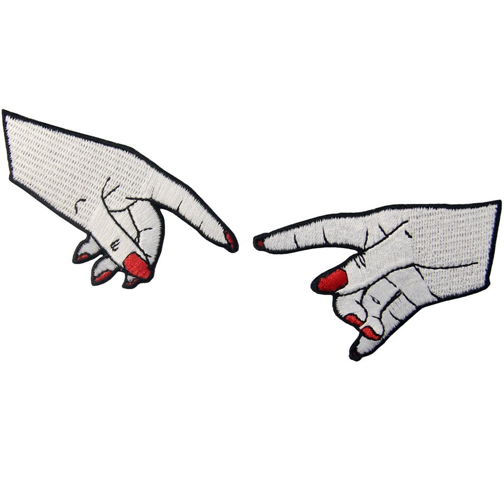 Hands Touch The Creation of Women Patch Embroidered Biker Applique Iron On Sew On Emblem