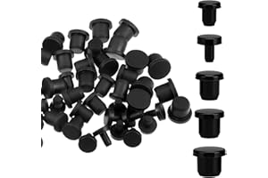 BOHUIZ 50 Pcs 5 Sizes Silicone Hole Plug, Round Rubber Black Rubber Plugs for Round Holes Waterproof Button Holes End Covers, Soft Flexible Stopper Fit for 4-9.5mm Inner Diameter Bottles Pipes