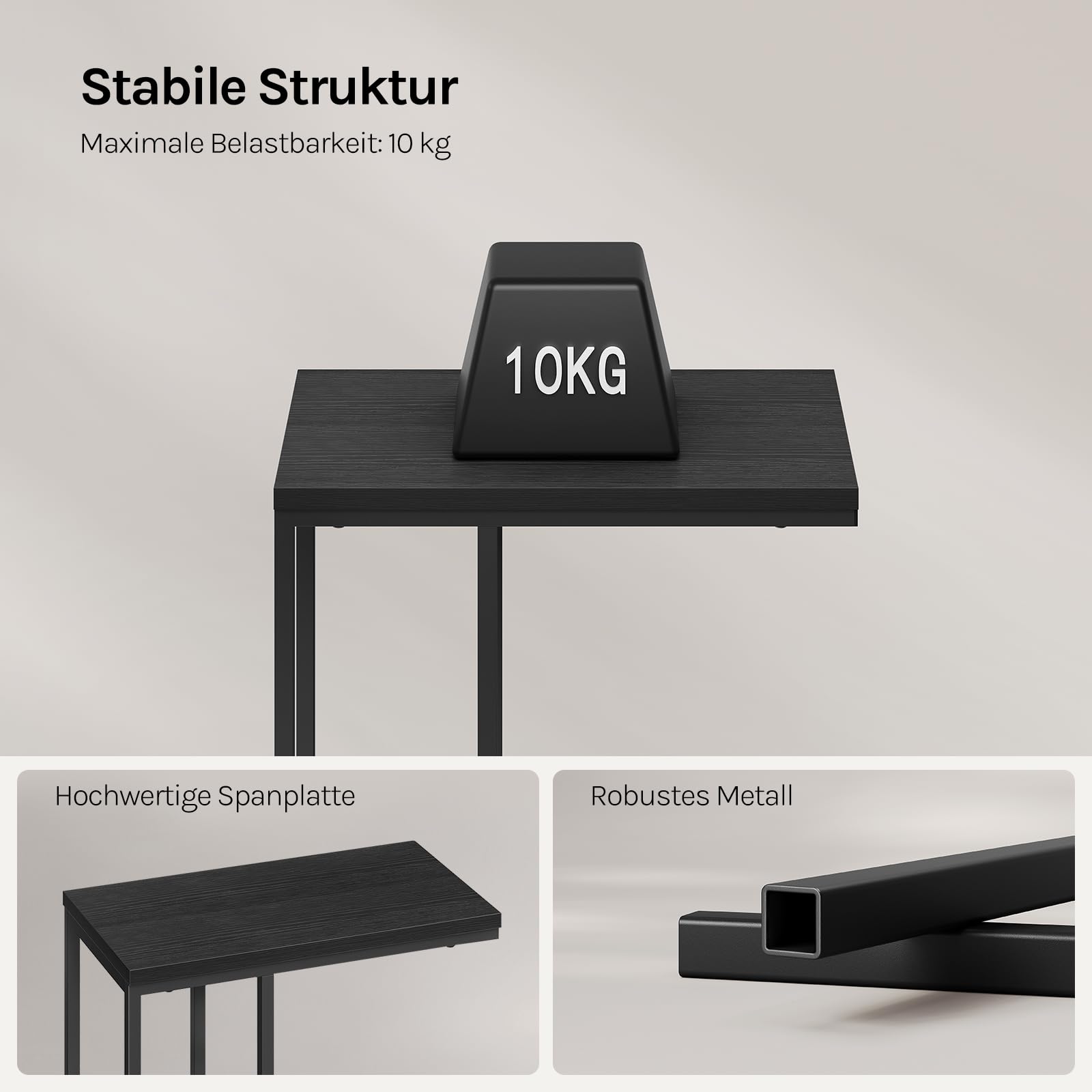 WOLTU Beistelltisch,Couchtisch C Form，Sofa Tisch mit Metallgestell 5