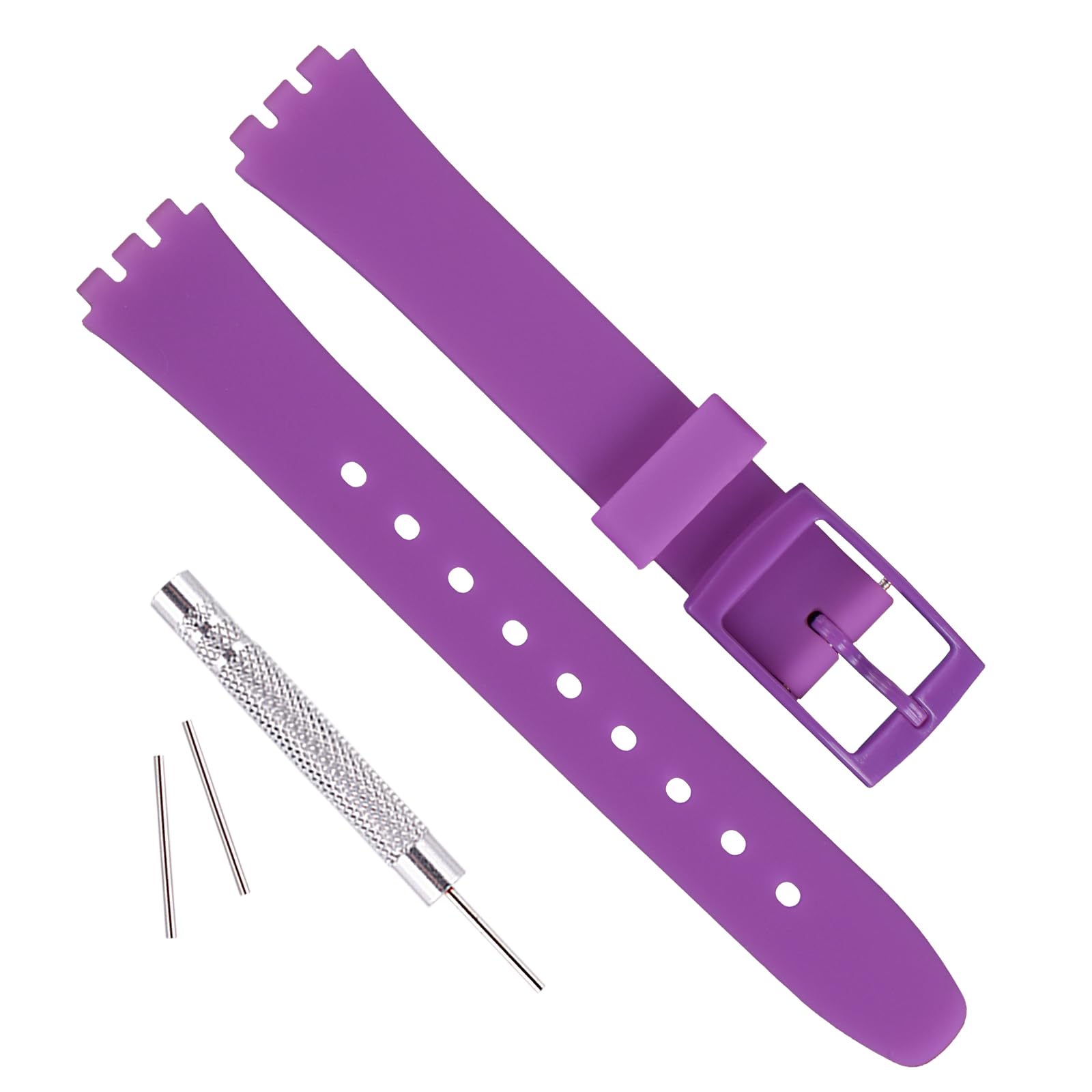 OliBoPo Replacement 12mm Waterproof Silicone Rubber Watch Strap Watch Band for Swatch (Purple)