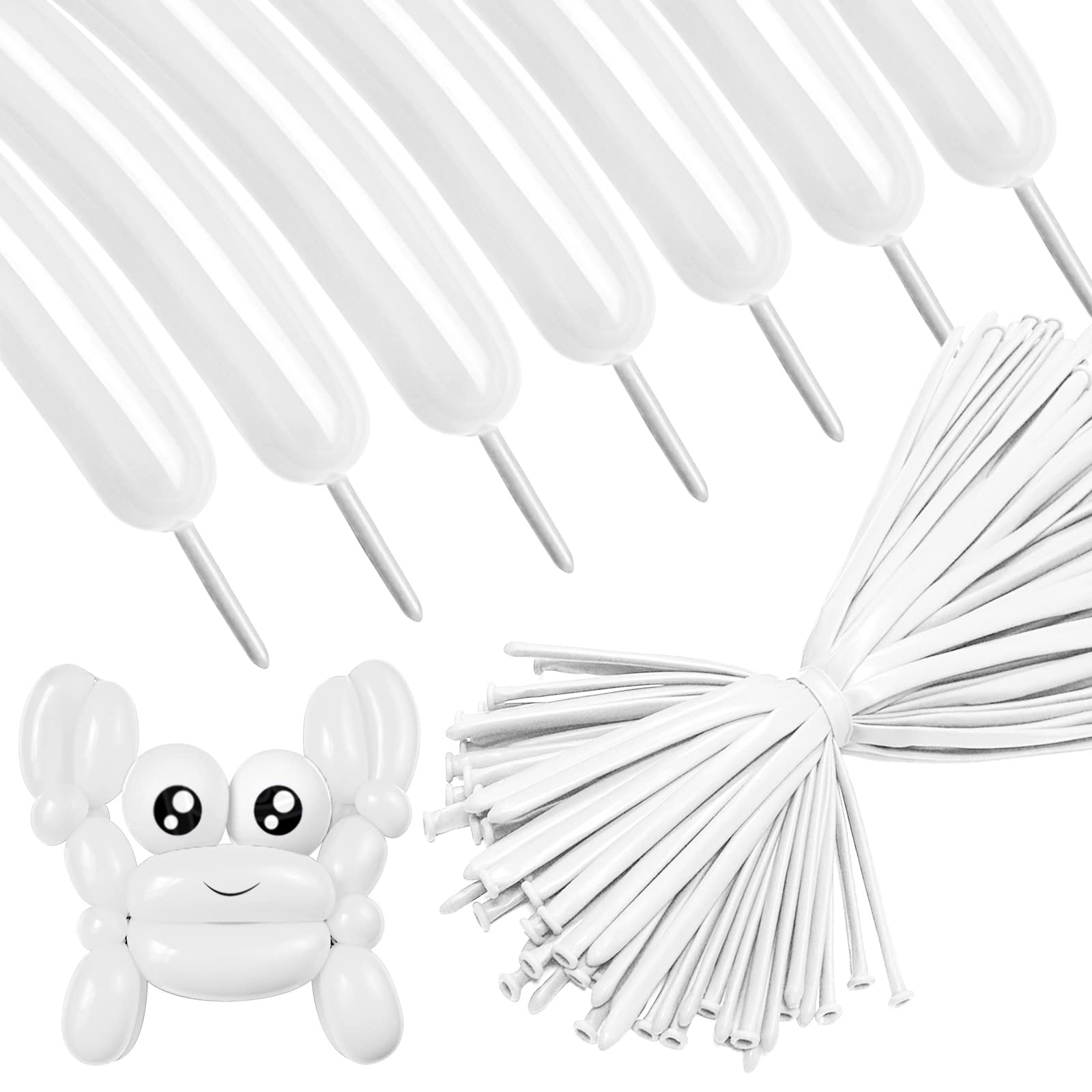 Photo 1 of White 260 Long Balloons 100 Pack White Modeling Long Magic Balloons Thickening Latex Twisting DIY Animal Balloon for Birthday Wedding Christmas Festival Party Decoration (white balloon)