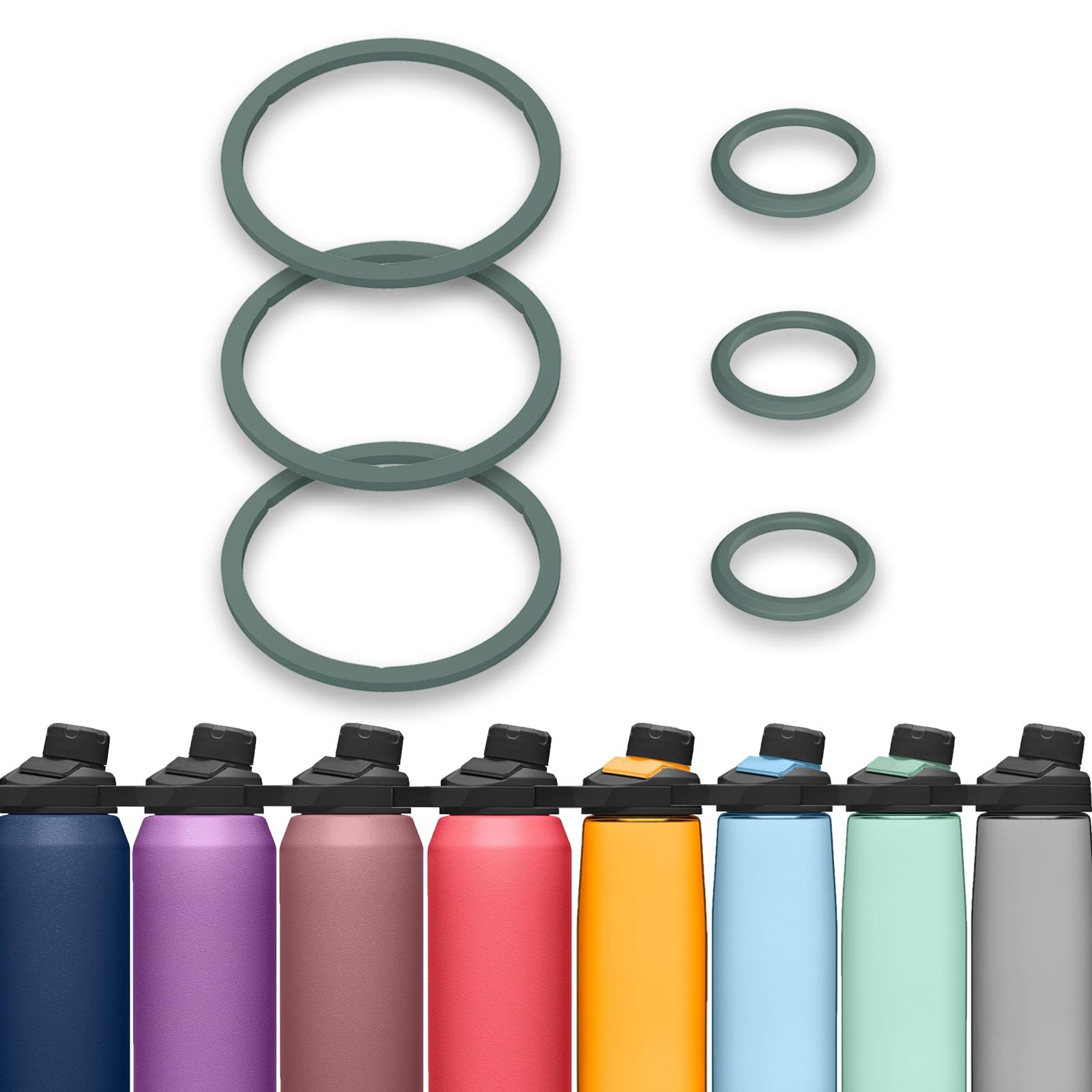 Photo 1 of BOSORIO 3 Sets Gaskets Compatible with Camelbak Chute Mag Water Bottle 20oz 25oz 32oz 50oz, Replacement Rubber Seal Part for Magnetic Cap Spout Lid