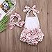 Newborn Baby Girls Halter Cotton Ruffles Romper Backless Sunsuit Jumpsuit Dress (0~6Months, Pink)