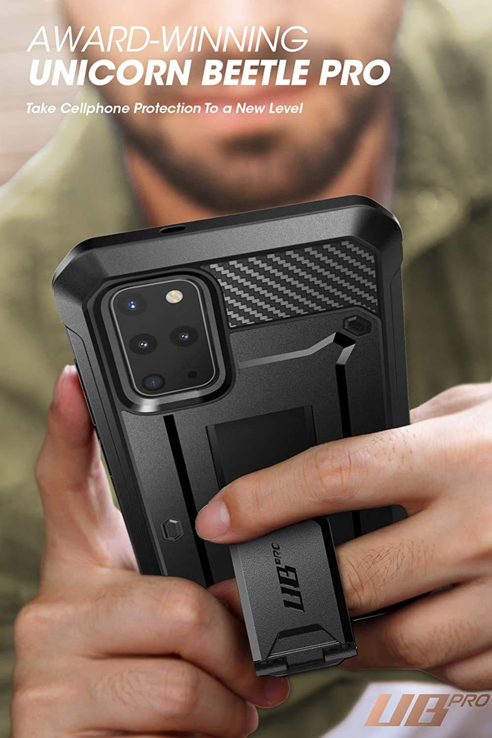SupCase for Samsung Galaxy S20 Plus 5G Case with Satnd (Unicorn Beetle Pro), [Built-in Belt Clip] Heavy Duty Shockproof Protective Phone Case Without Screen Protector for Galaxy S20 Plus, Black